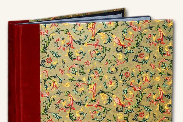 Premium Album "Milano", roter Samt, Goldpapier, handgefertigt in Deutschland